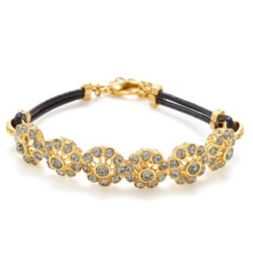 Azaara | Bracelet | Crystal Flower Leather Bracelet